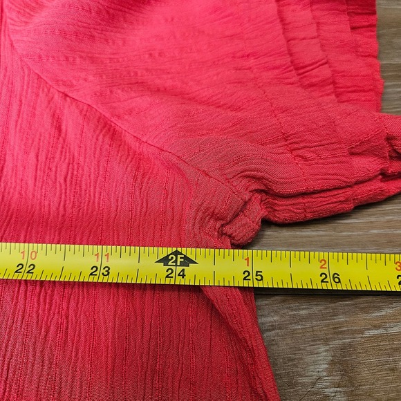 Well Worn Textured Hot Pink V-Neck Top Women's XXL Boho Relaxed Fit Barbiecore - Picture 7 of 8